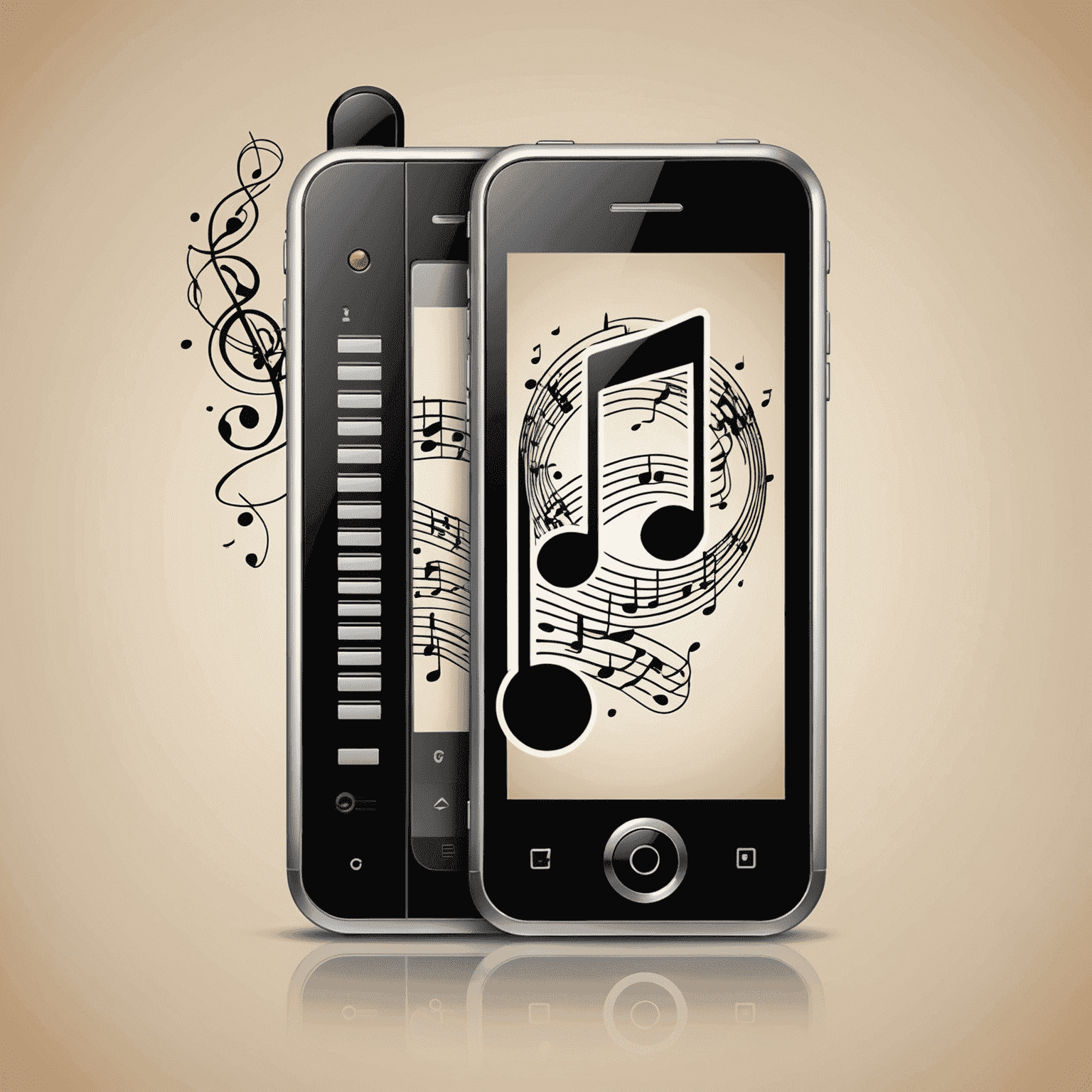 Phonejukir.com logo - A stylized mobile phone with musical notes