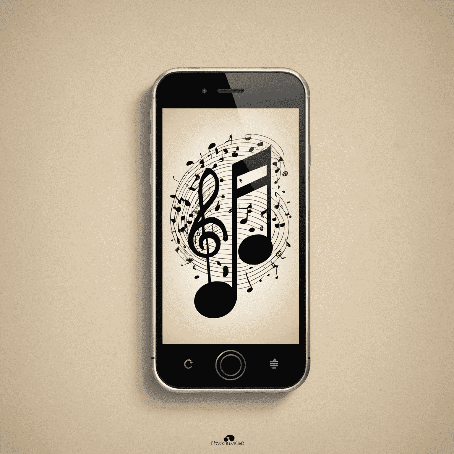 Phonejukir.com logo - A stylized mobile phone with musical notes