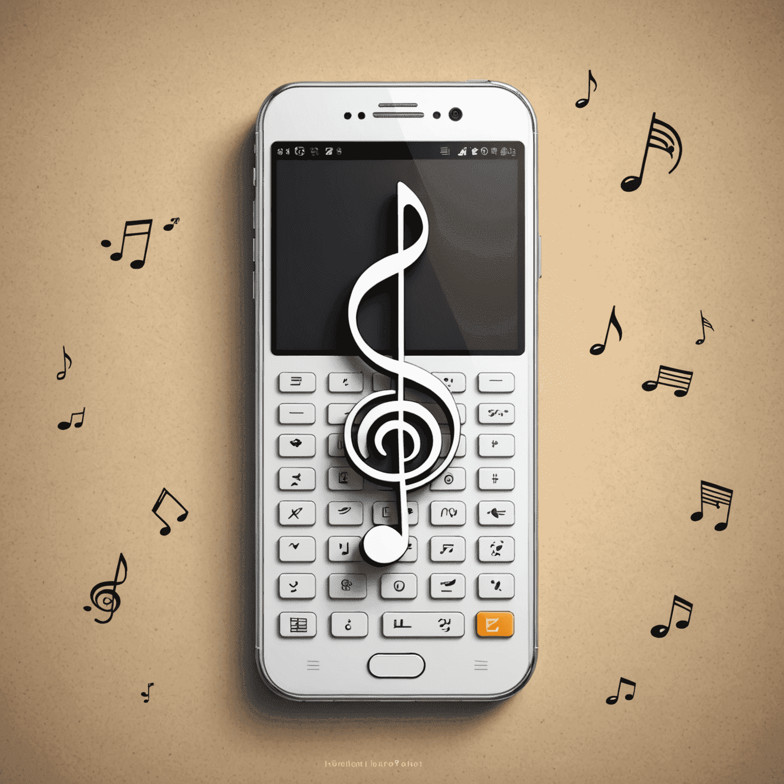 Phonejukir.com logo - A stylized mobile phone with musical notes