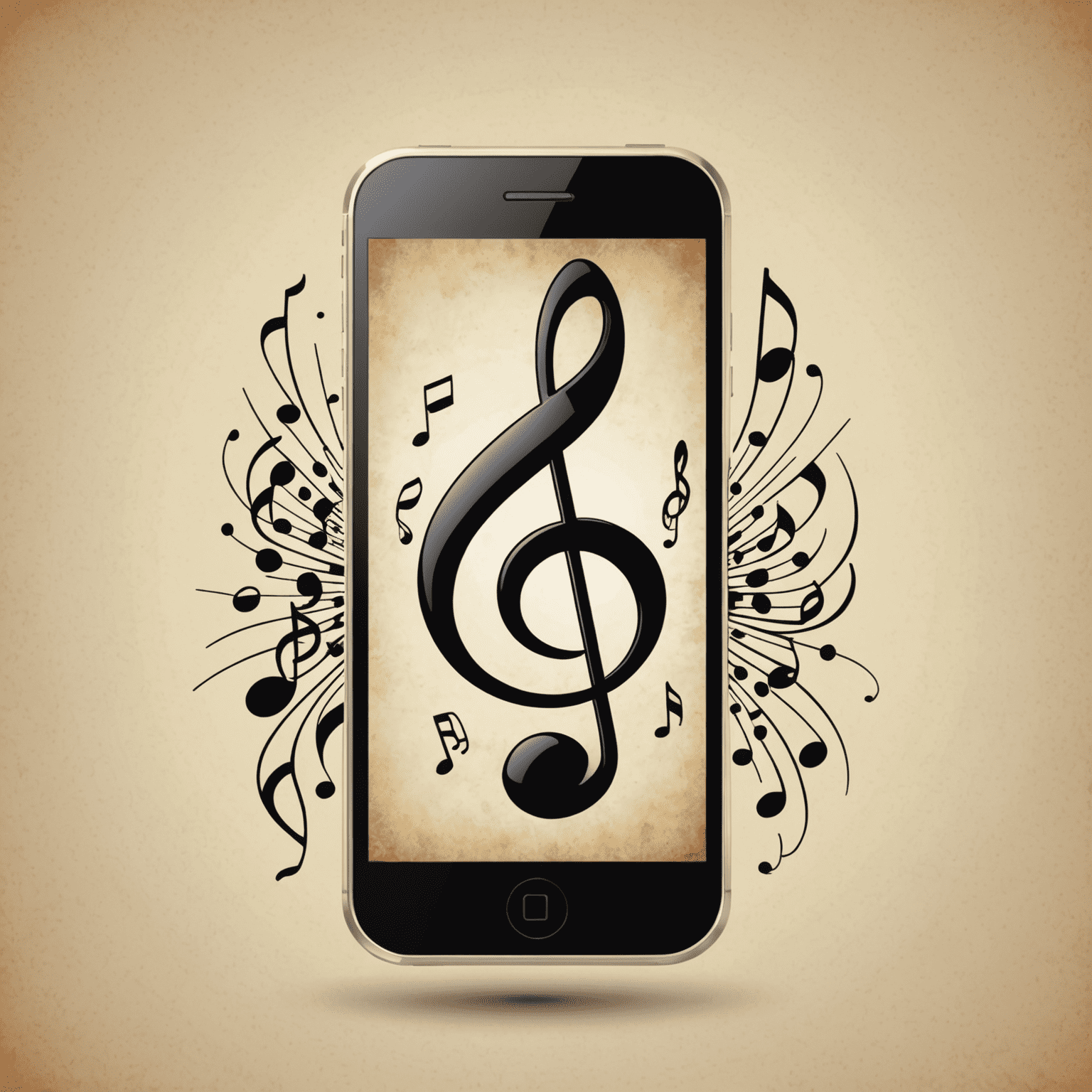 Phonejukir.com logo - A stylized mobile phone with musical notes