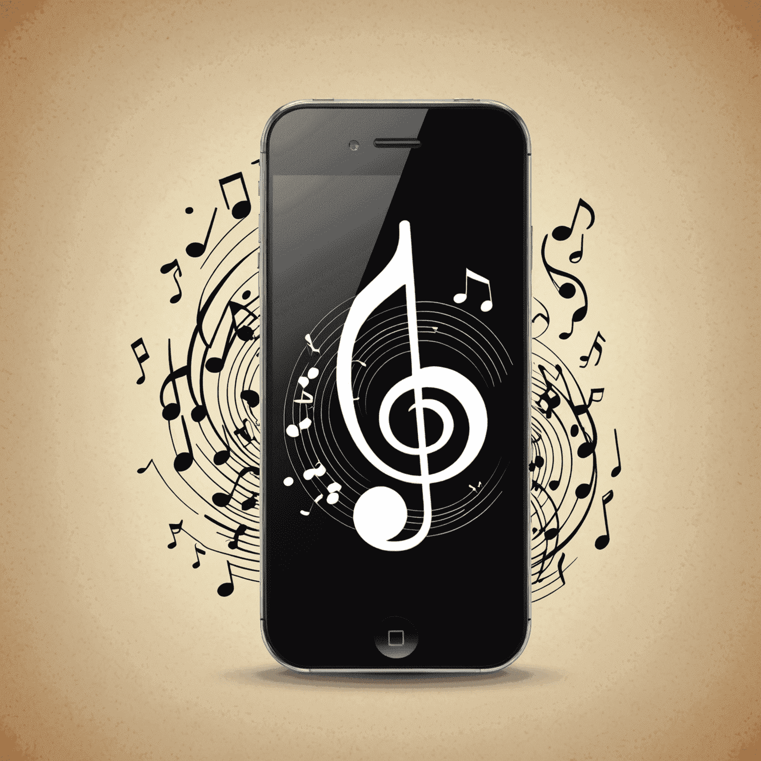 Phonejukir.com logo - A stylized mobile phone with musical notes