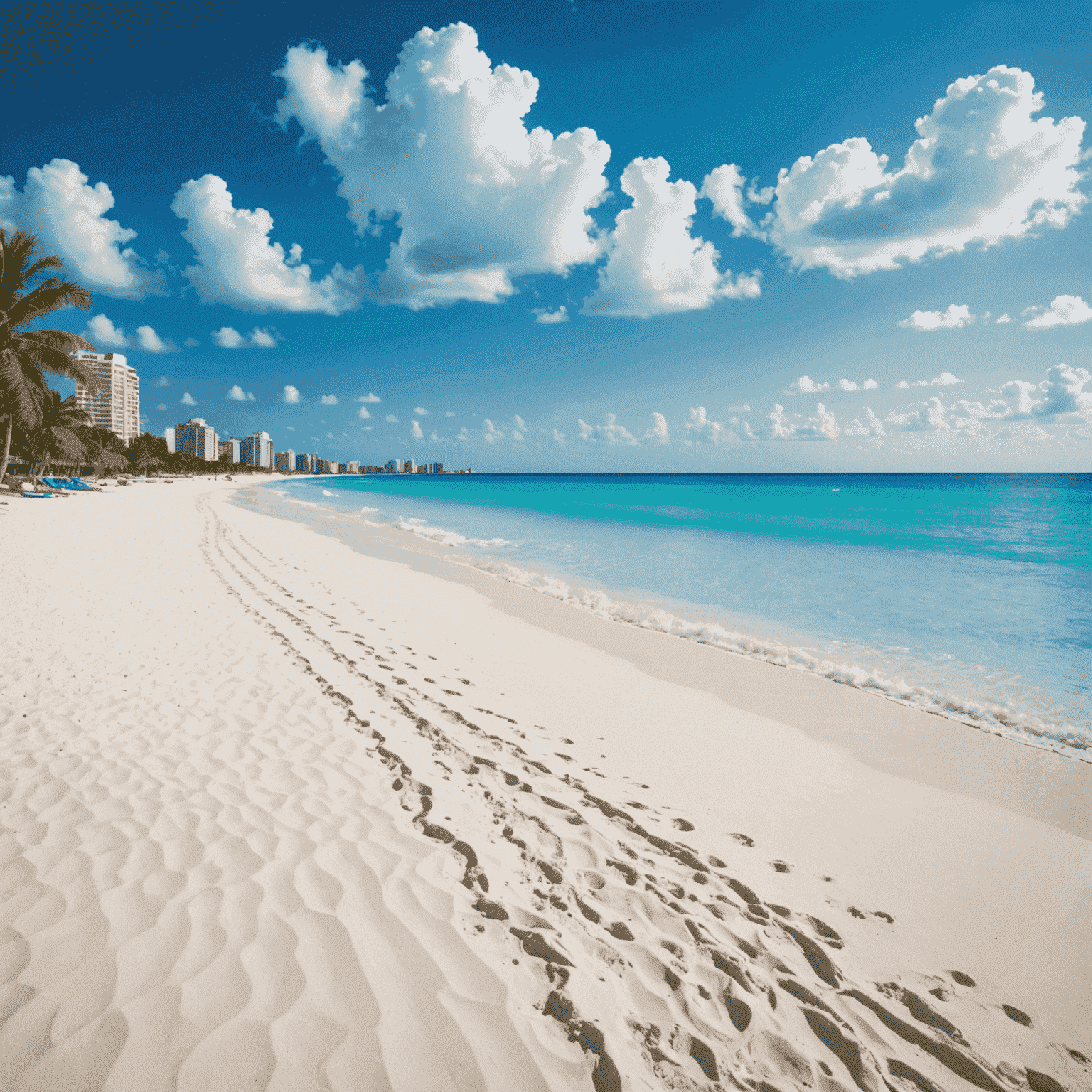 Beautiful beach scene in Cancun, Mexico, with turquoise waters and white sand